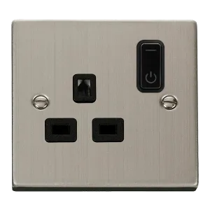 Click Deco VPSS30535BK Victorian Ingot 13A 1G RF Smart Socket - Stainless Steel (Black)