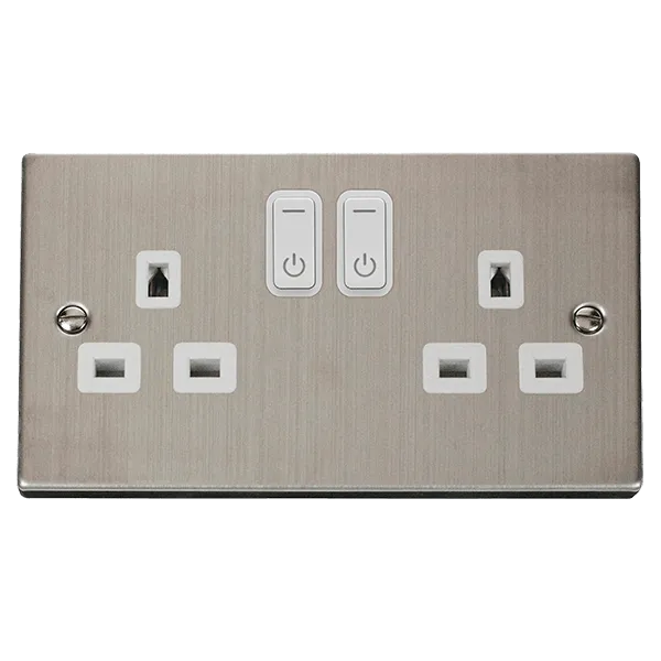 Click Deco VPSS30536WH Victorian Ingot 13A 2G RF Smart Socket - Stainless Steel (White)