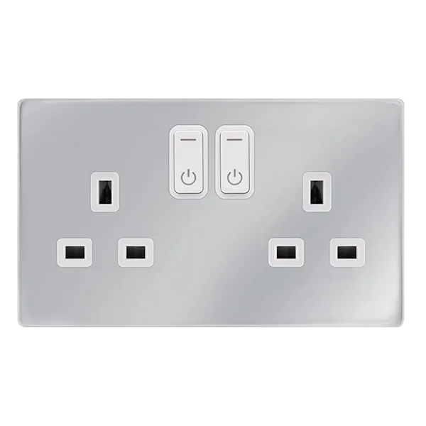 Click Definity Complete SFCH30036PW 13A 2G RF Smart Socket - Polished Chrome - Polar White Insert