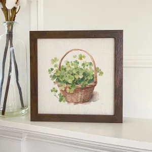 Clover Basket - St. Patrick's Day Framed Sign
