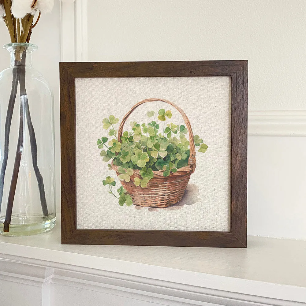 Clover Basket - St. Patrick's Day Framed Sign