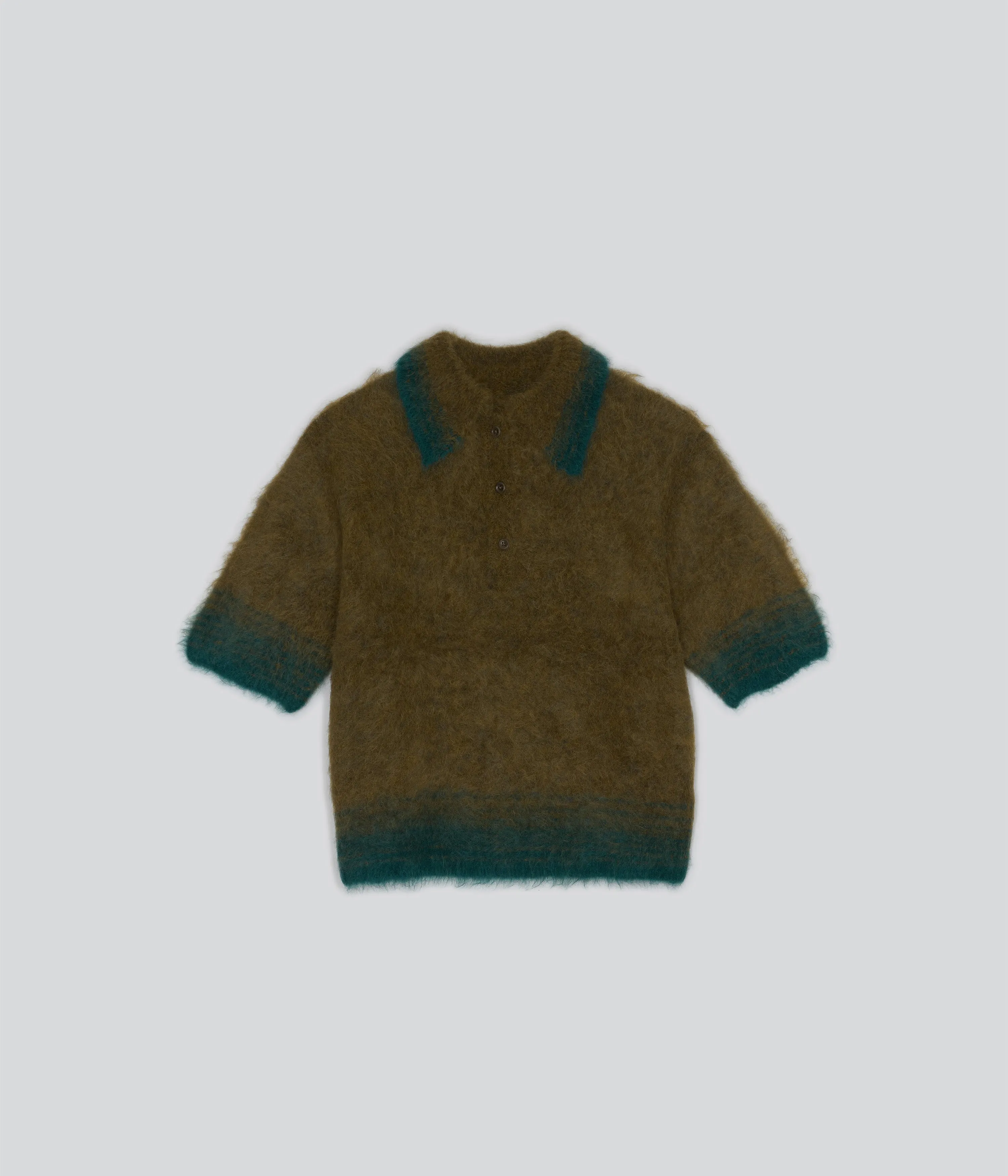 COMPACT KNIT POLO IN OLIVE × GREEN