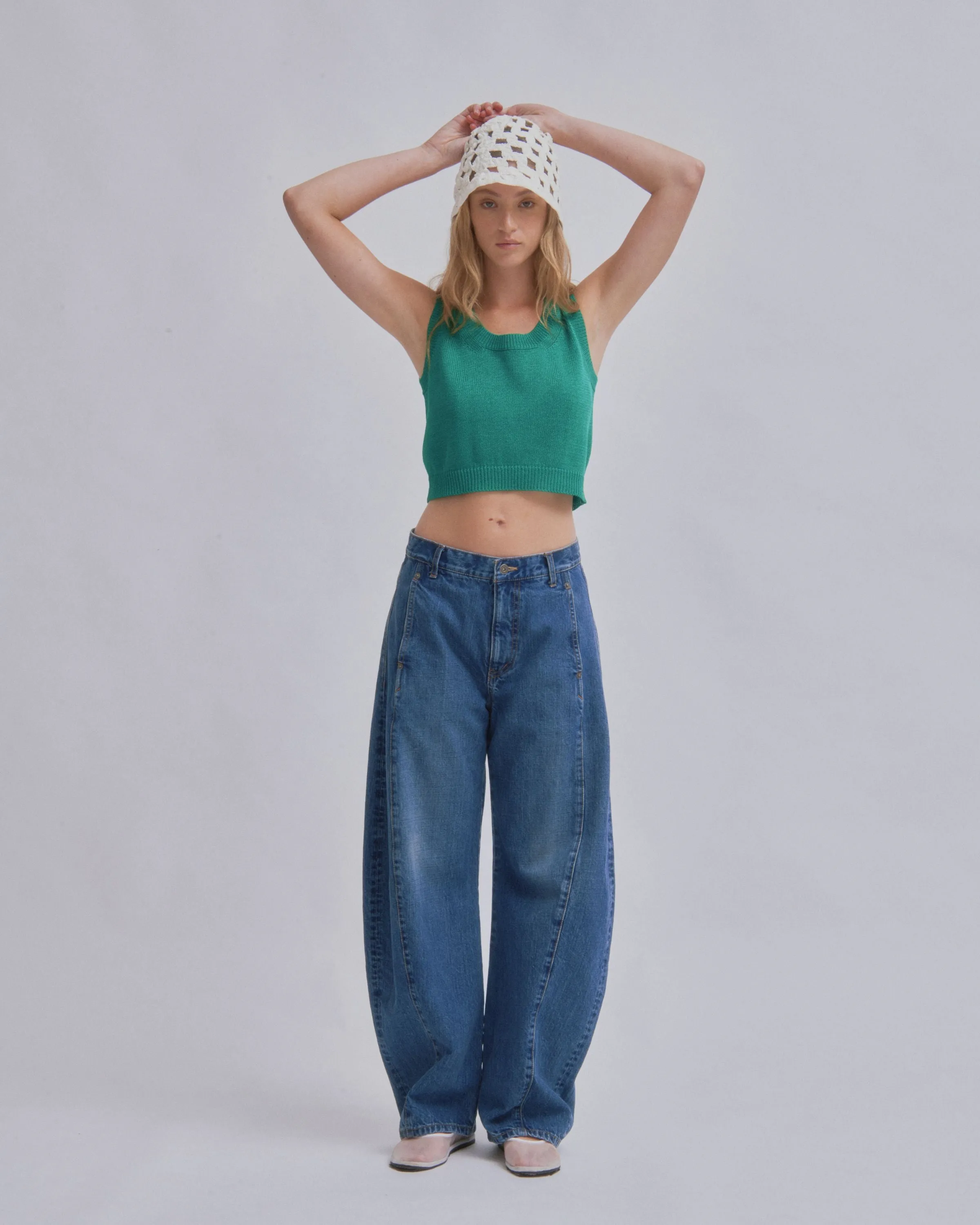 Compact Knit Tank in Green