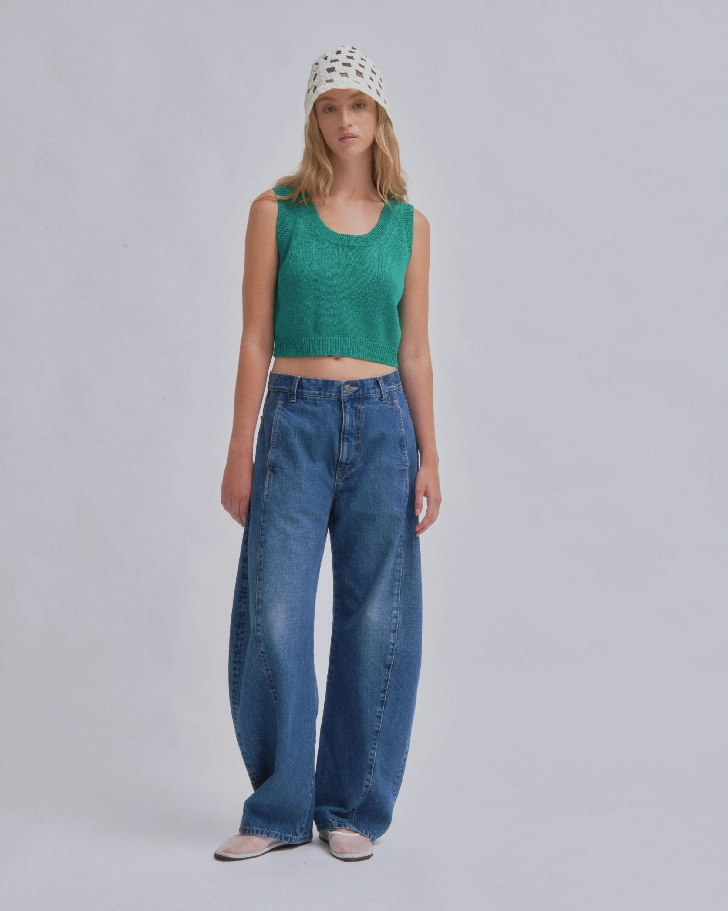 Compact Knit Tank in Green