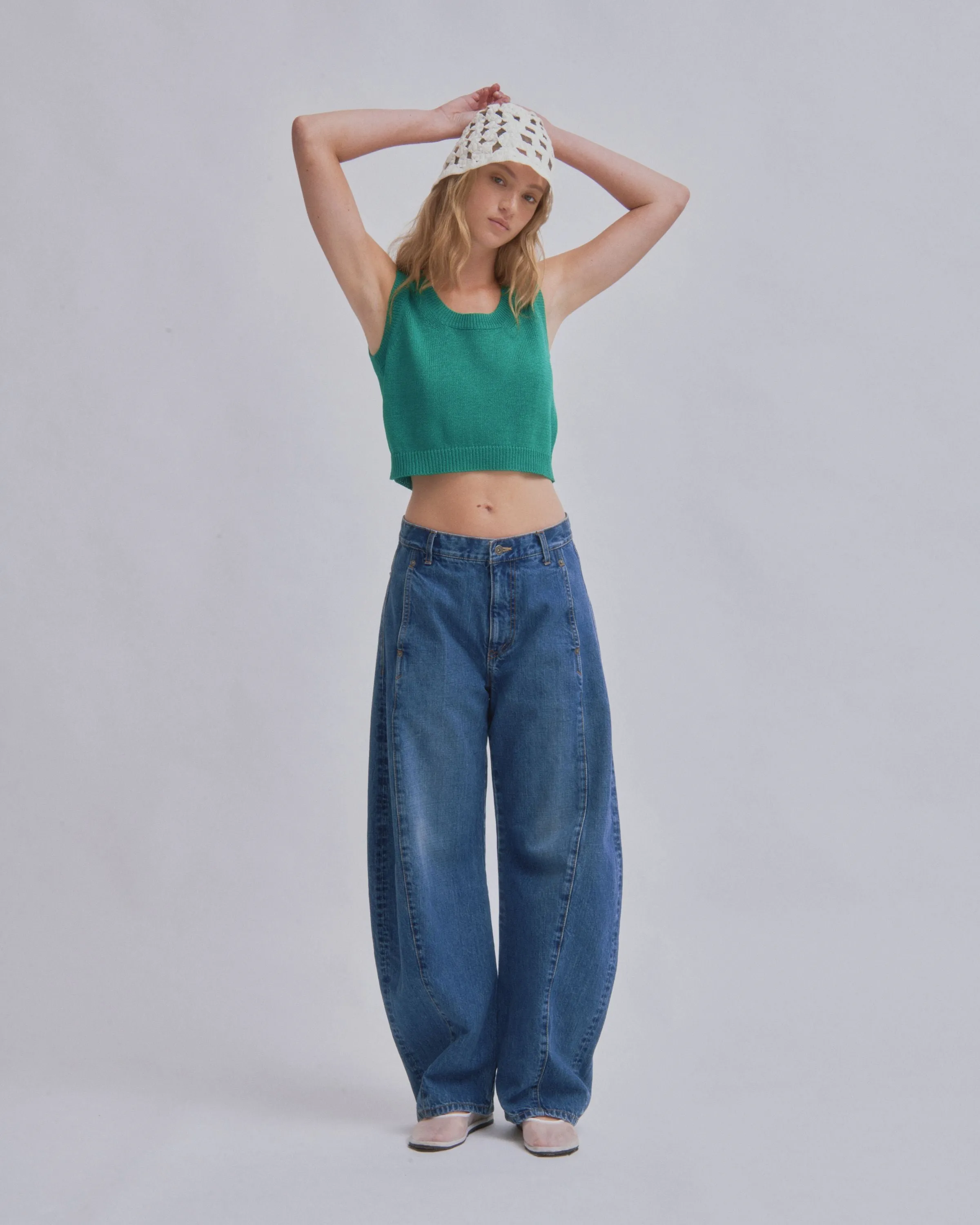 Compact Knit Tank in Green