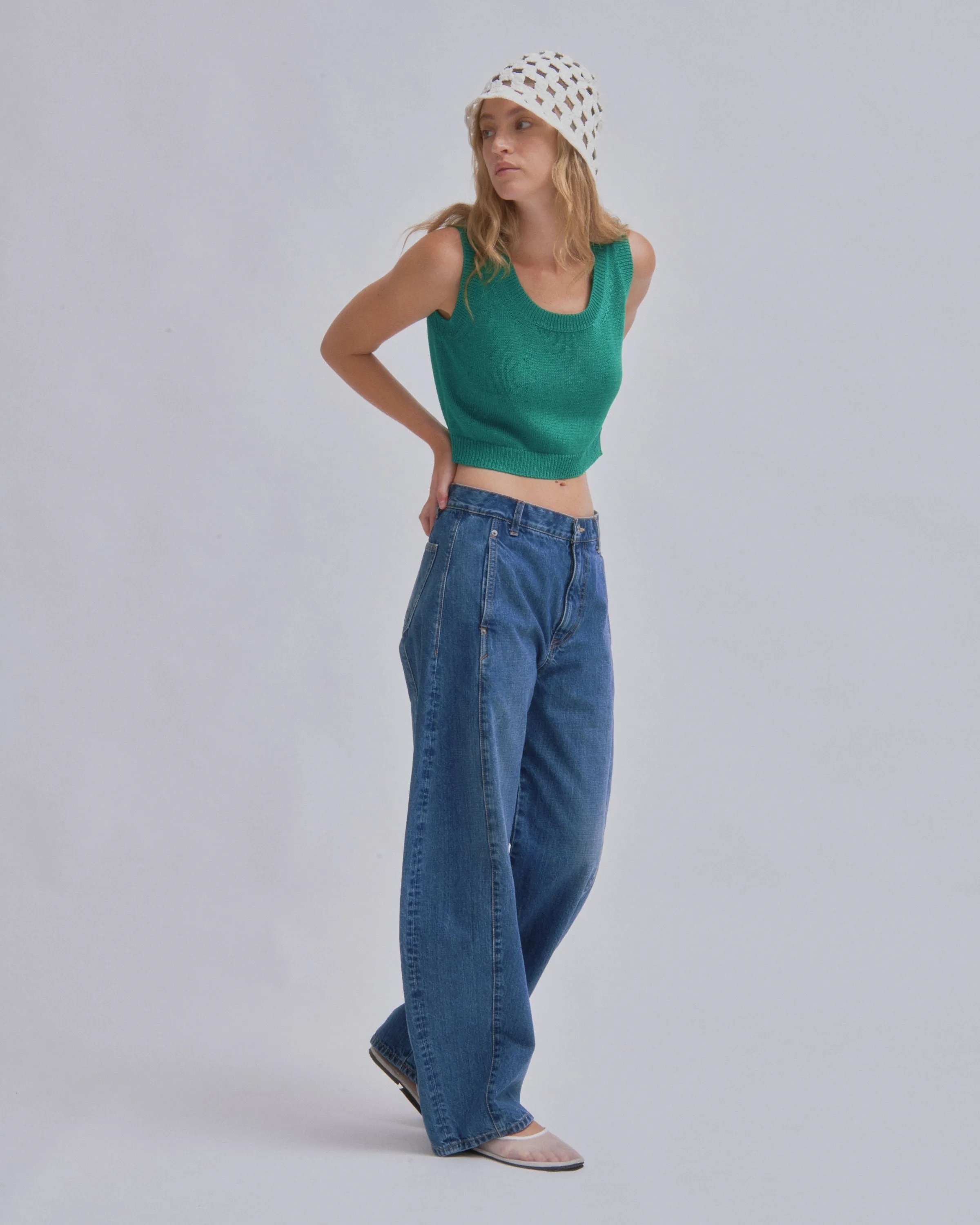 Compact Knit Tank in Green