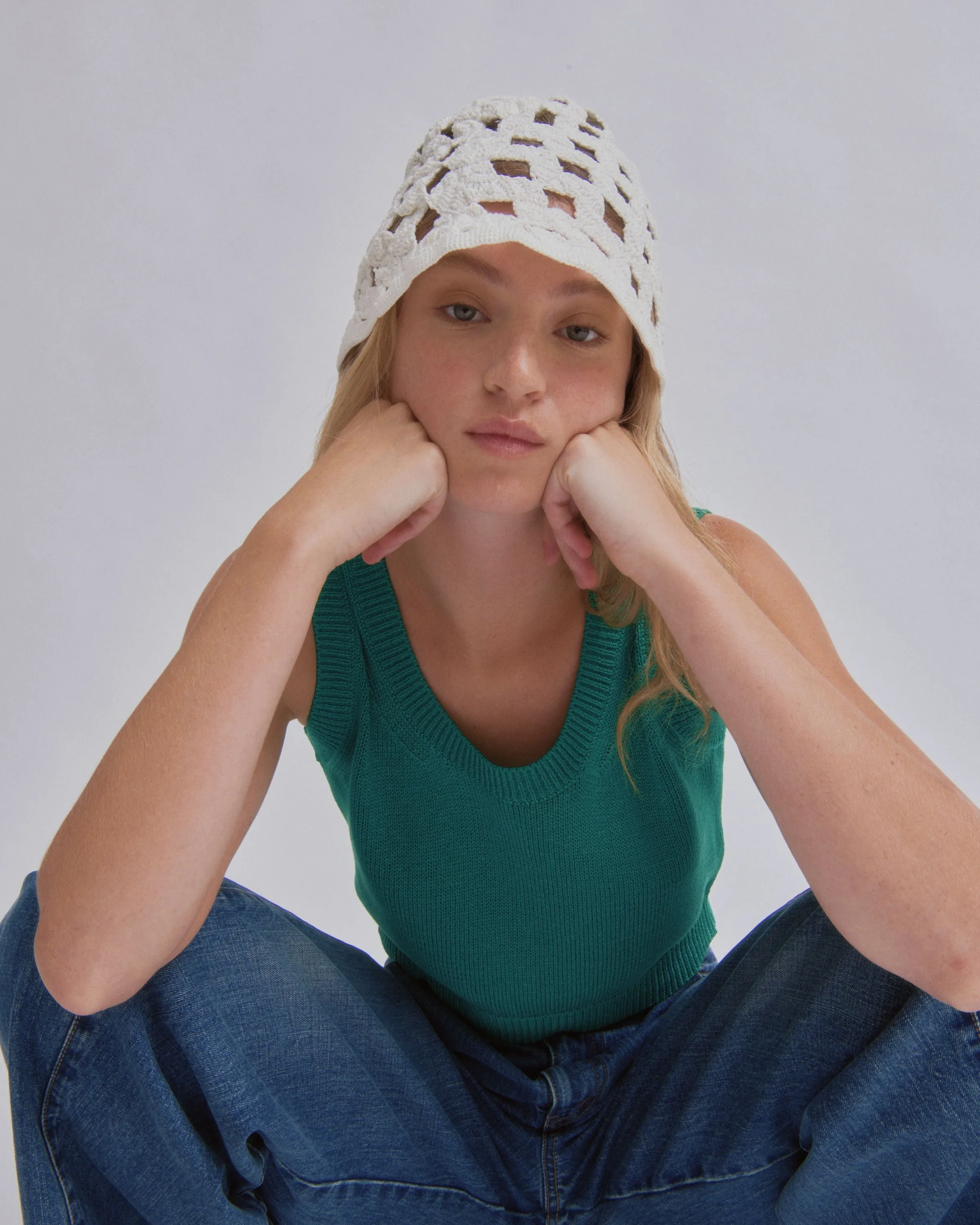 Compact Knit Tank in Green