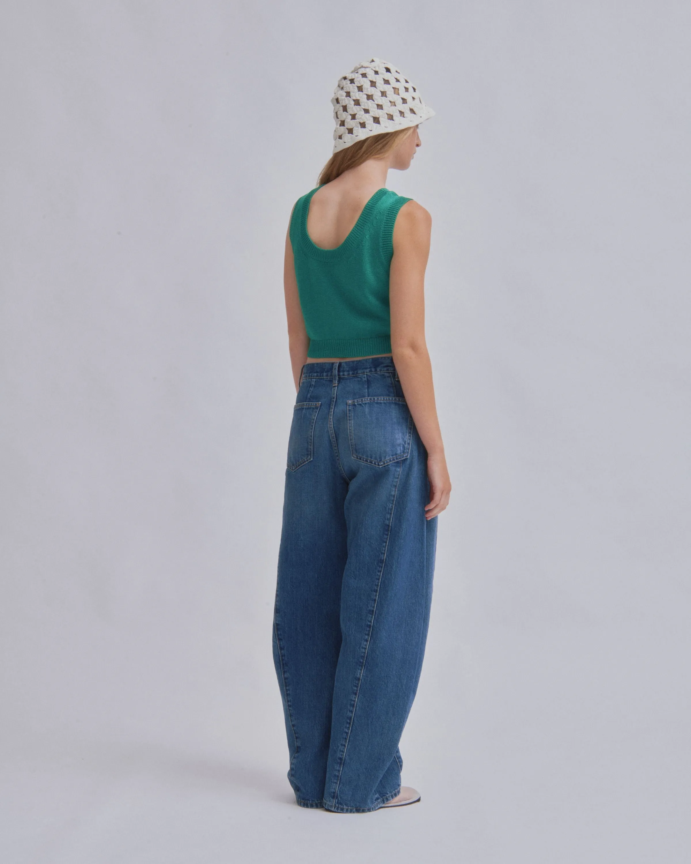 Compact Knit Tank in Green