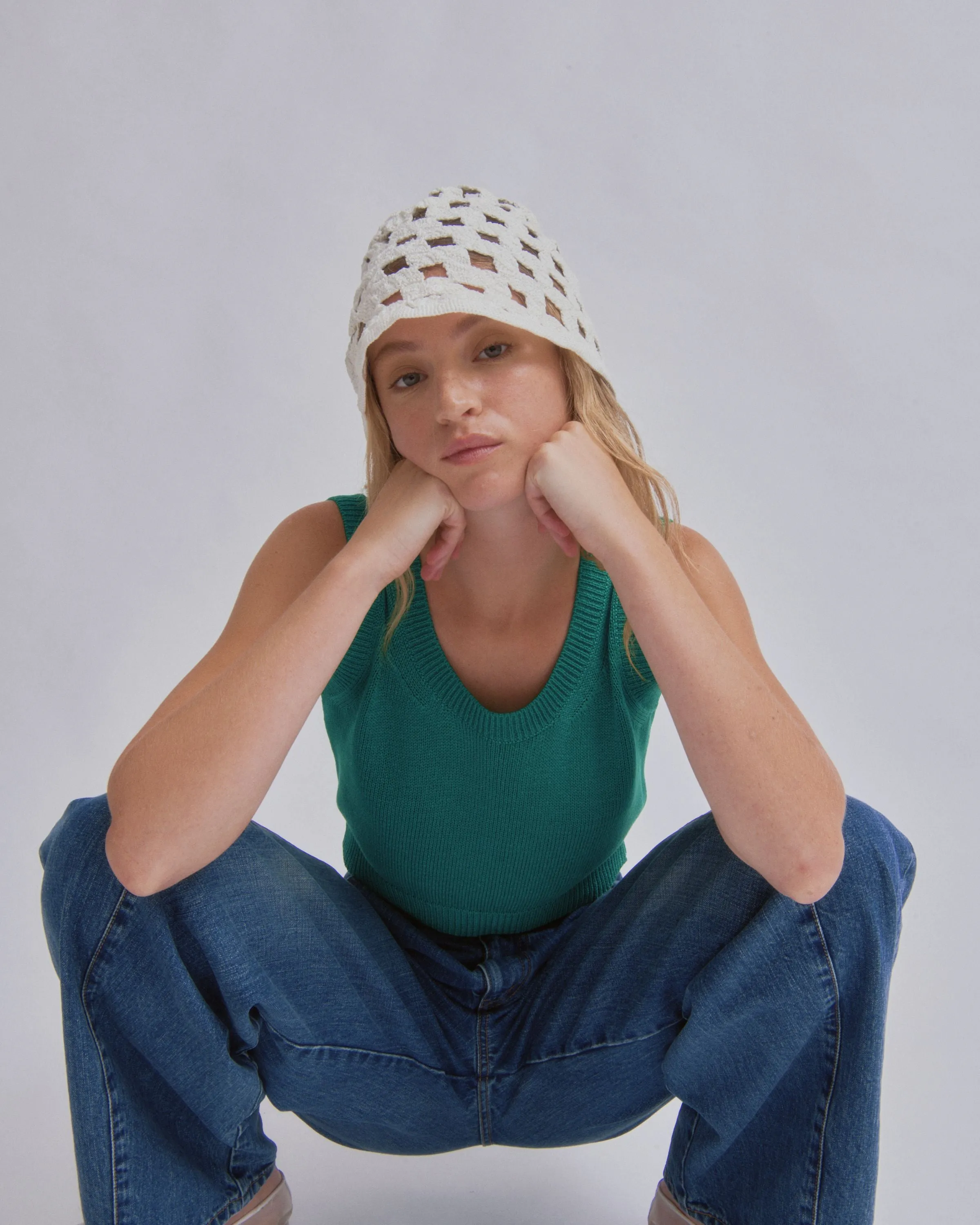 Compact Knit Tank in Green
