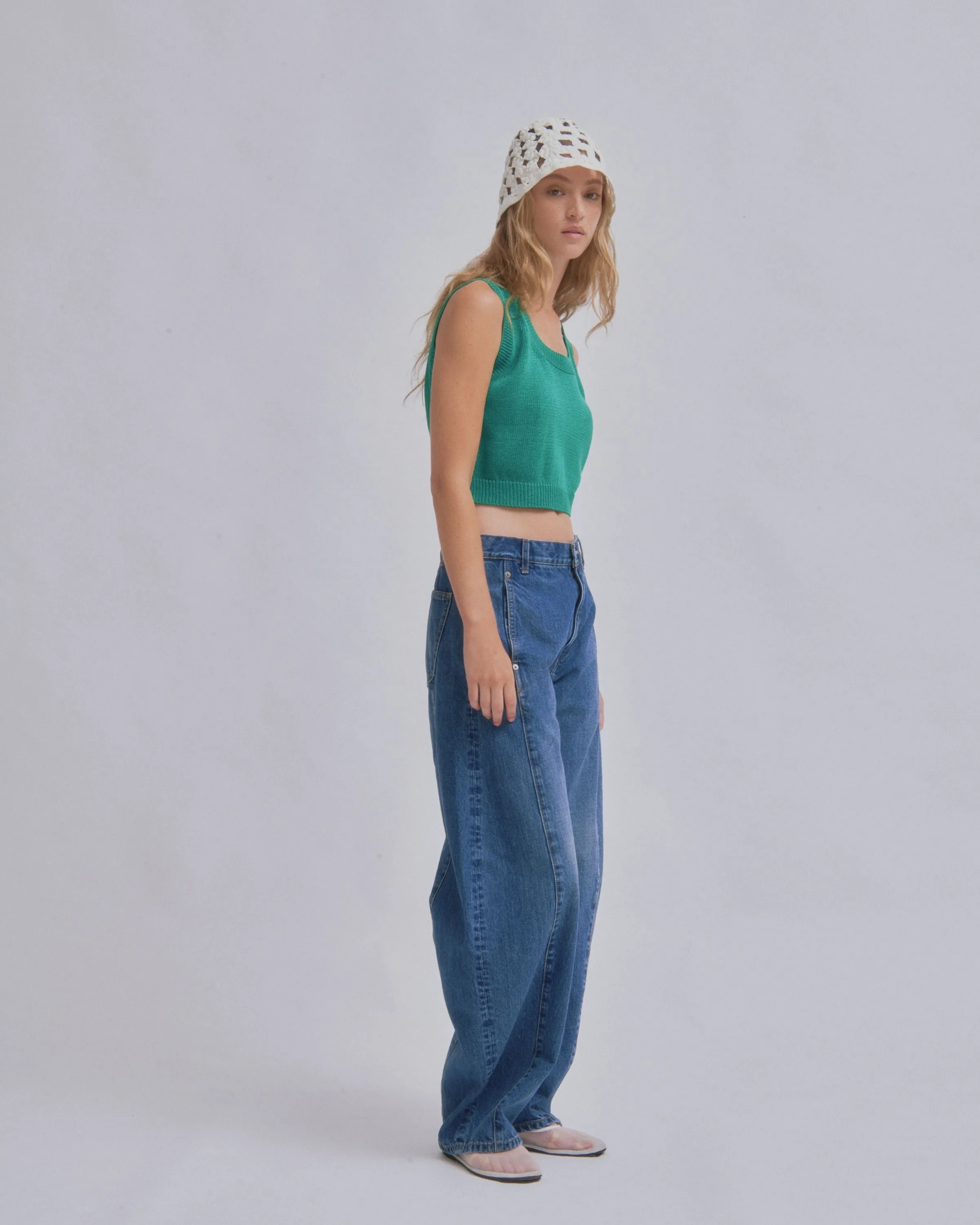 Compact Knit Tank in Green