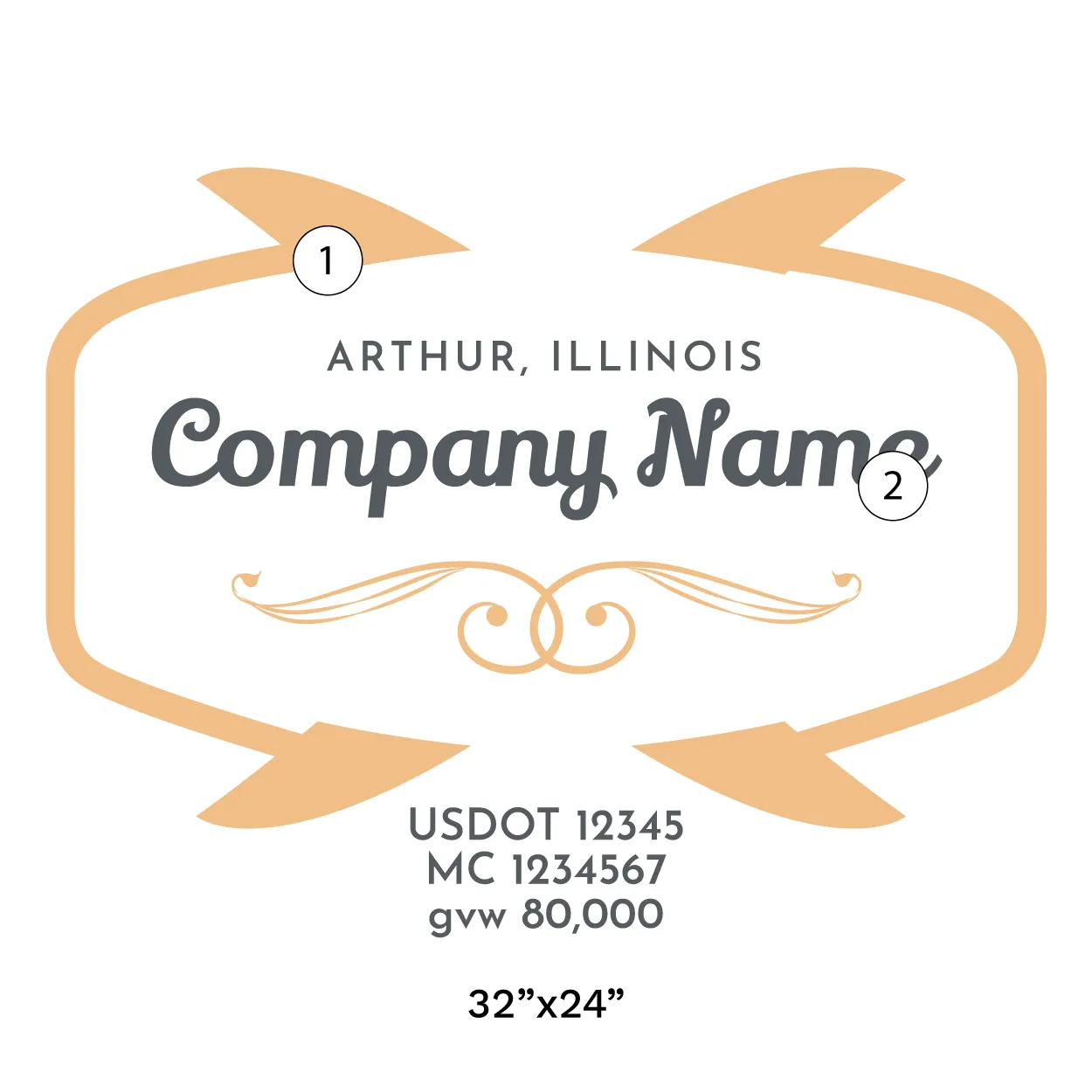 Company Name Truck Door Decal (USDOT), 2 Pack