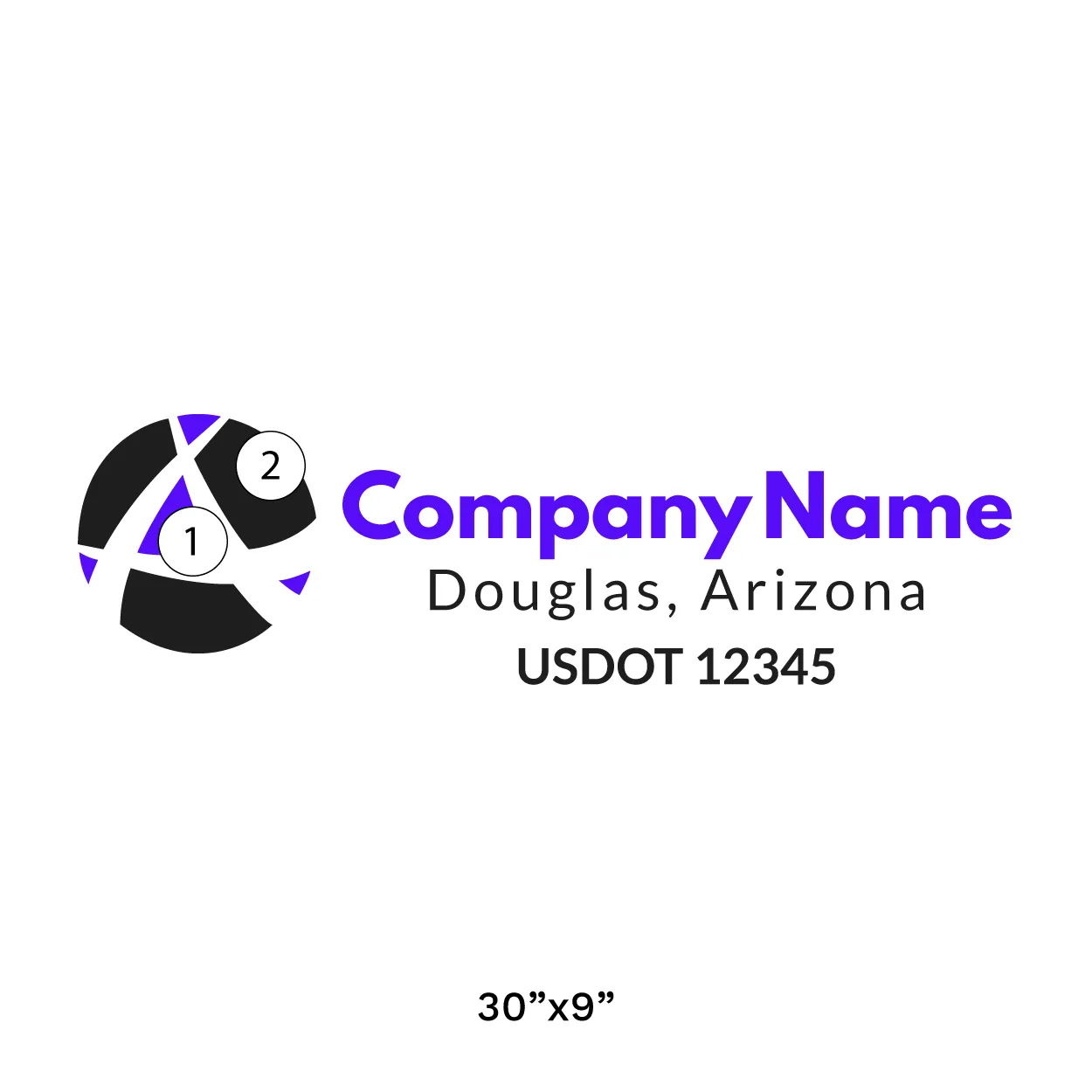 Company Name Truck Door Decal (USDOT), 2 Pack
