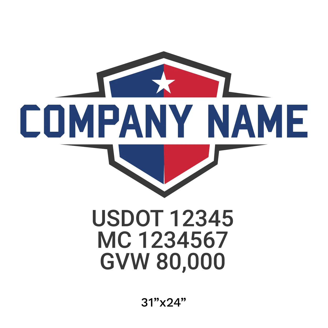 Company Name Truck Door Decal (USDOT), 2 Pack