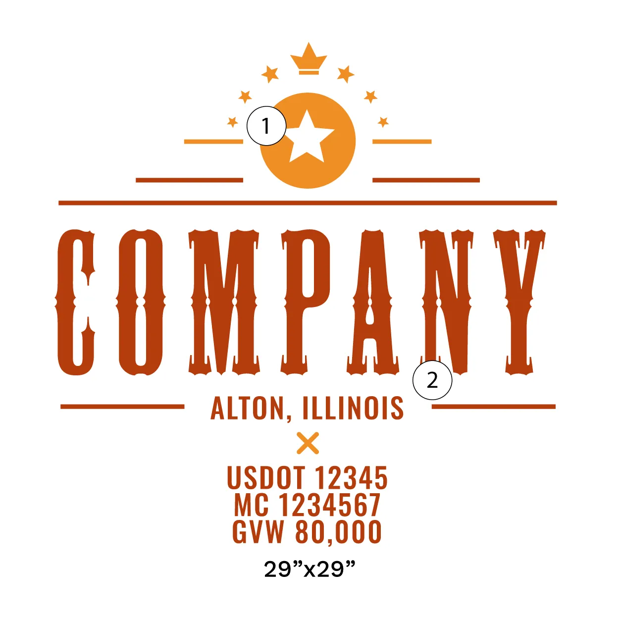 Company Name Truck Door Decal (USDOT), 2 Pack