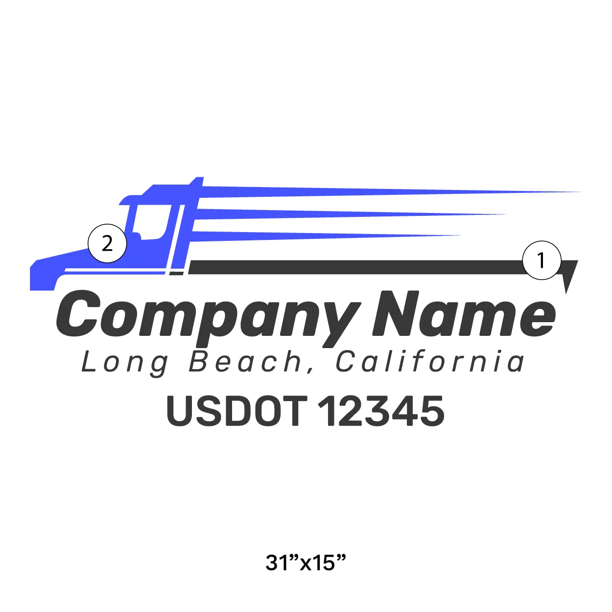 Company Name Truck Door Decal (USDOT), 2 Pack