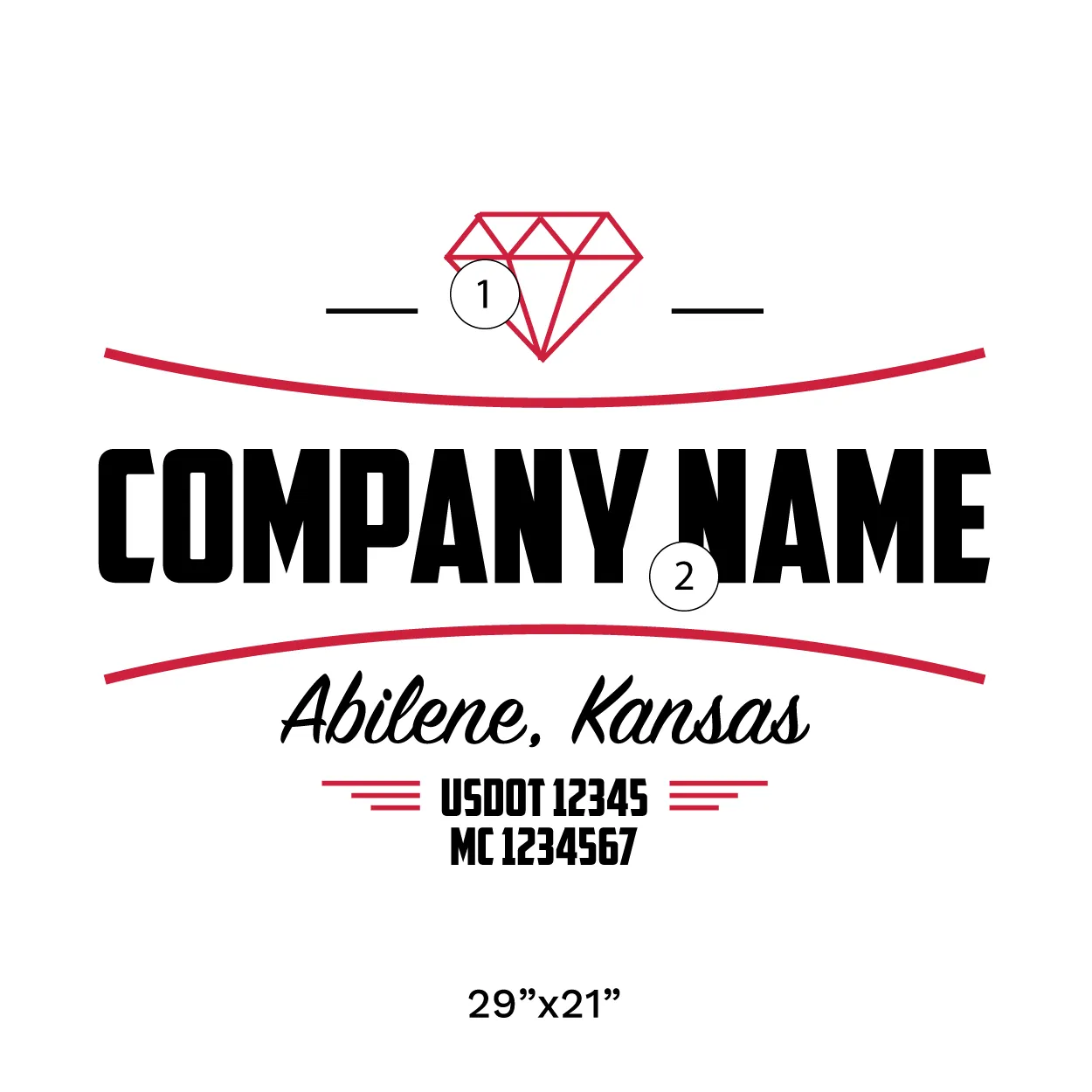 Company Name Truck Door Decal (USDOT), 2 Pack