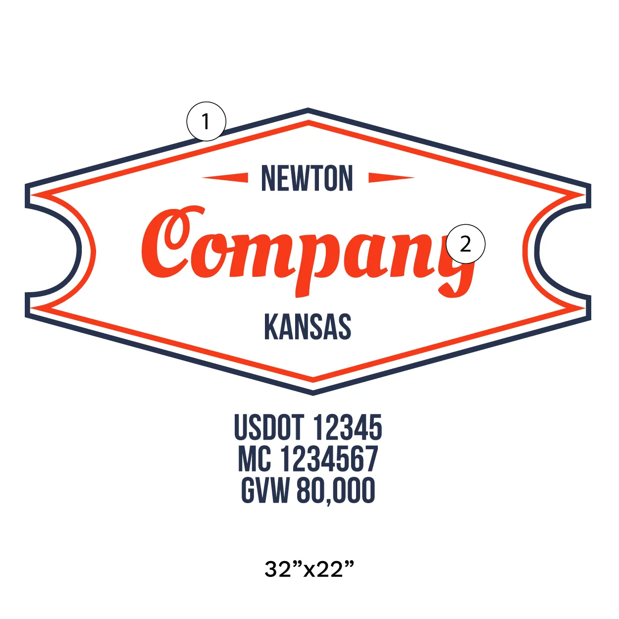Company Name Truck Door Decal (USDOT), 2 Pack