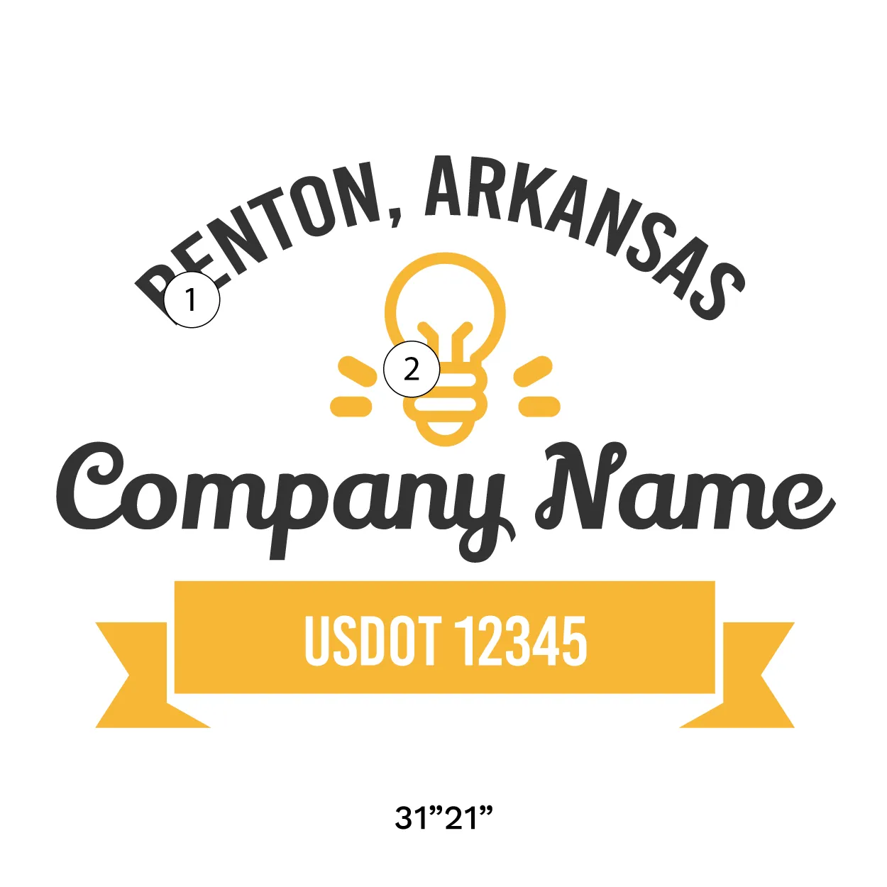Company Name Truck Door Decal (USDOT), 2 Pack