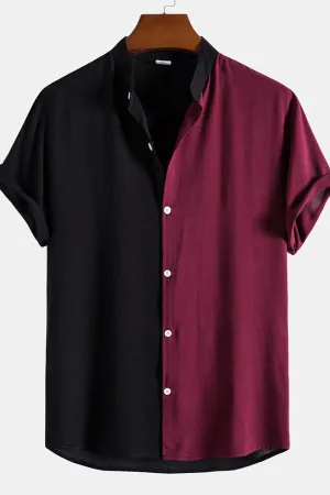 Contrast Color Short Sleeve Shirts