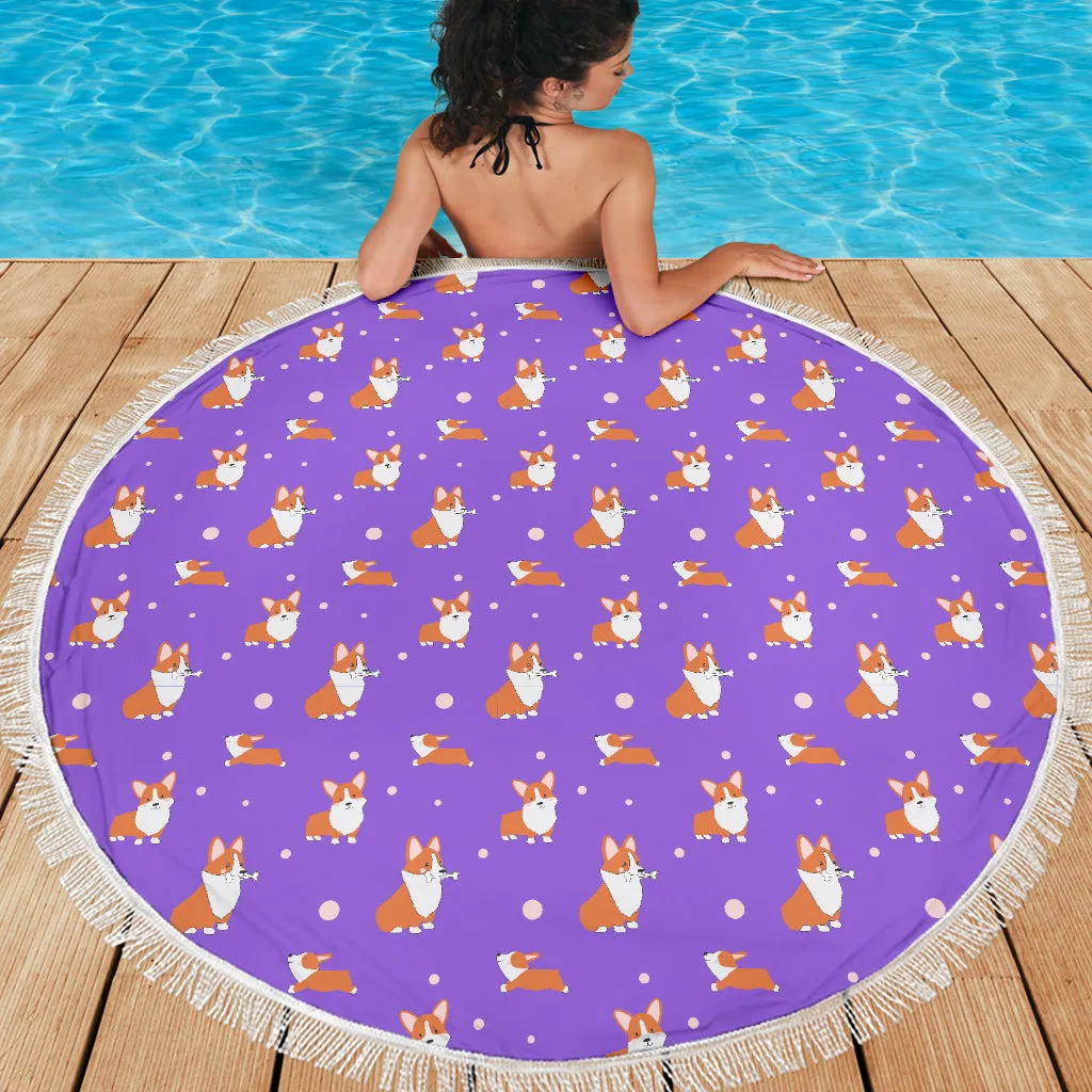 Corgi Beach Blanket - Purple