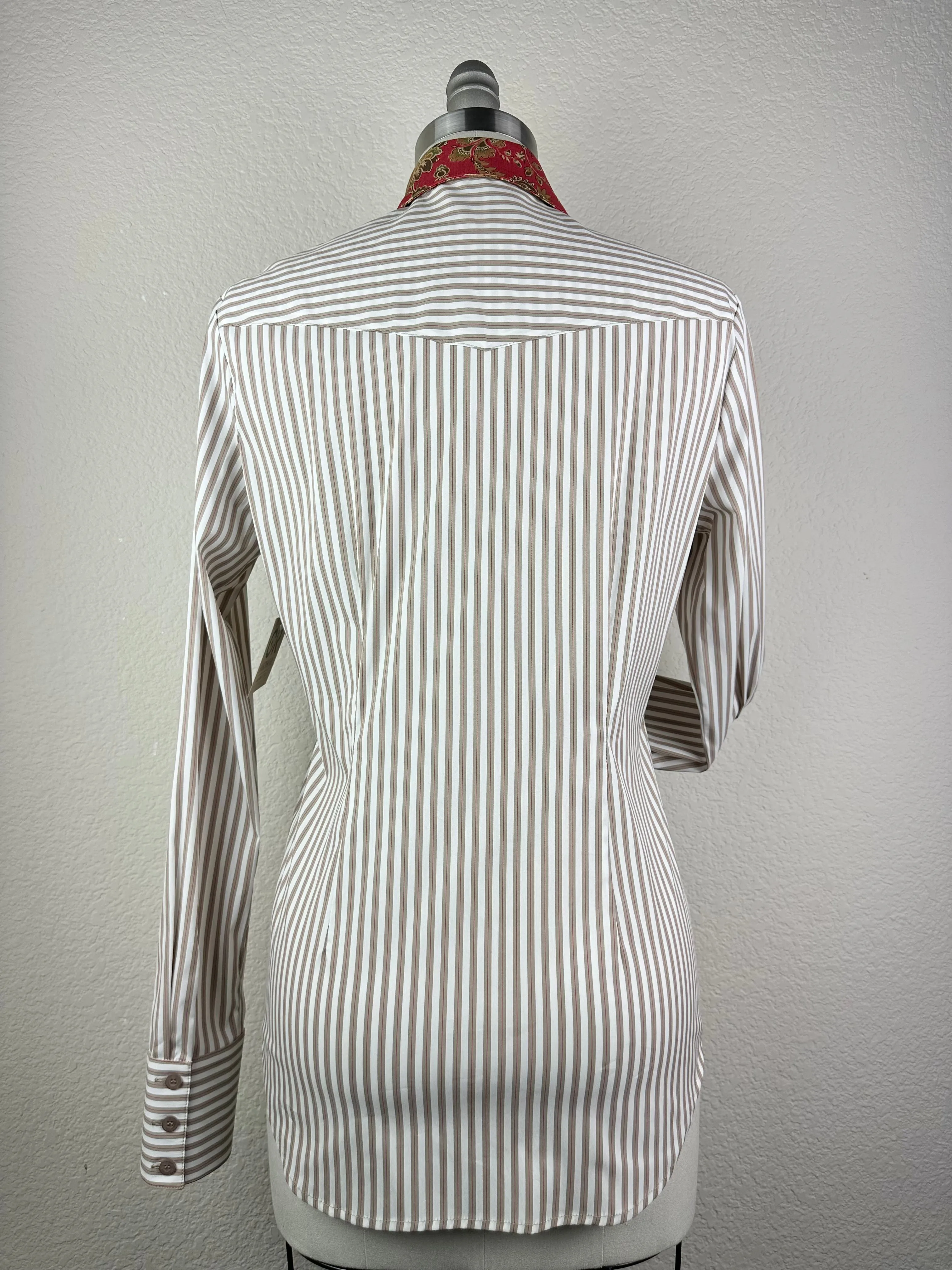CR Tradition Tan, Red and White Stretch Bengal Stripe - FINAL SALE