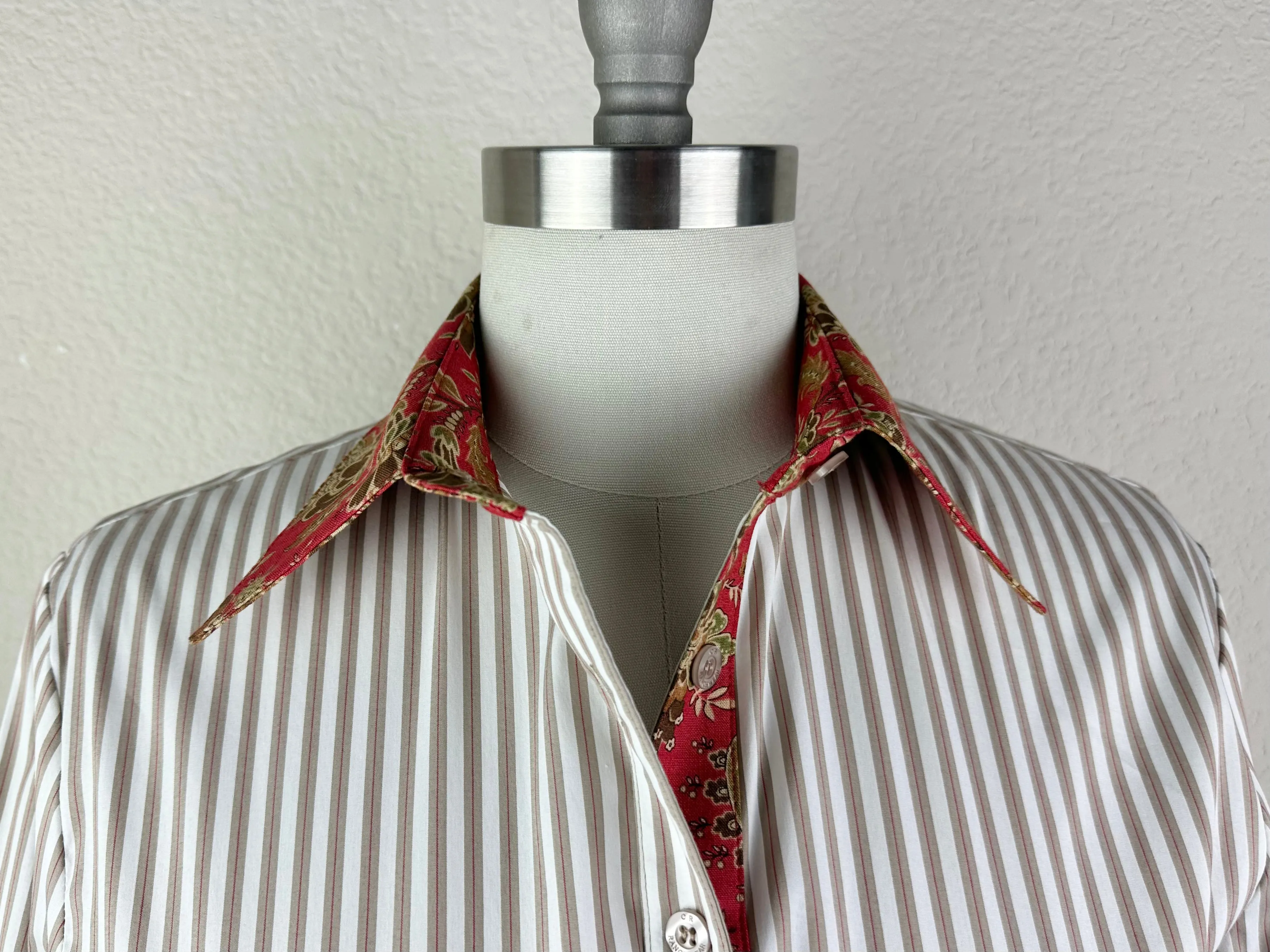 CR Tradition Tan, Red and White Stretch Bengal Stripe - FINAL SALE