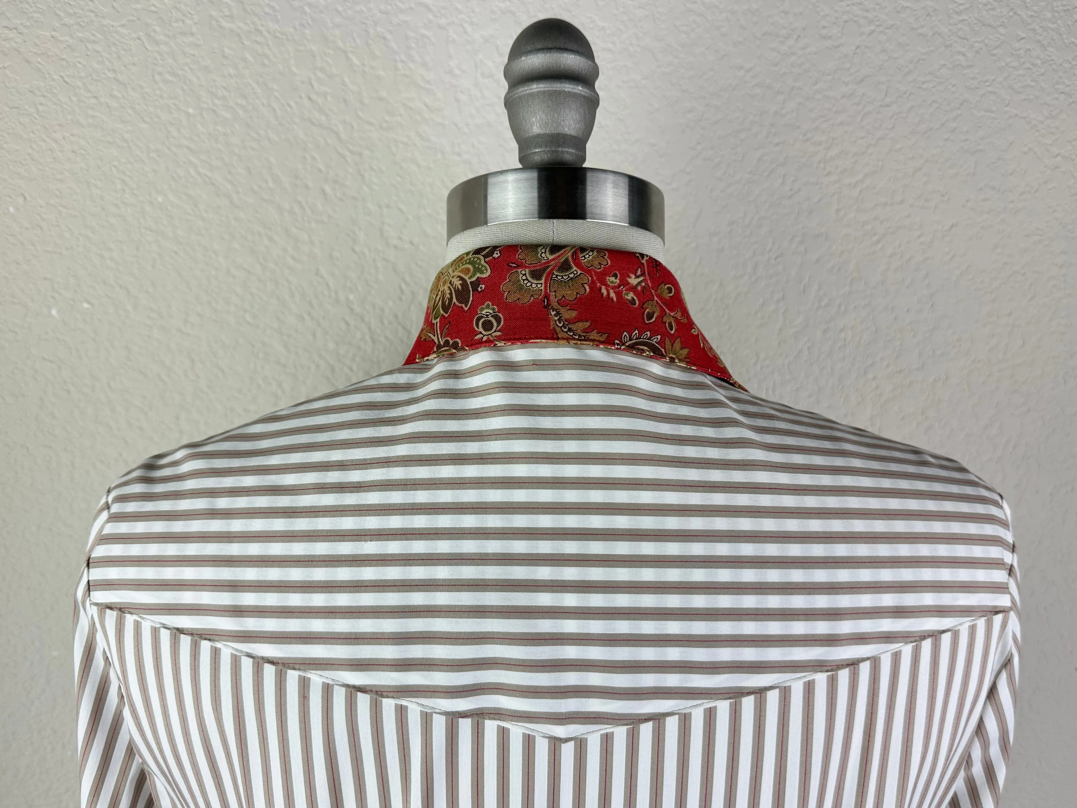 CR Tradition Tan, Red and White Stretch Bengal Stripe - FINAL SALE