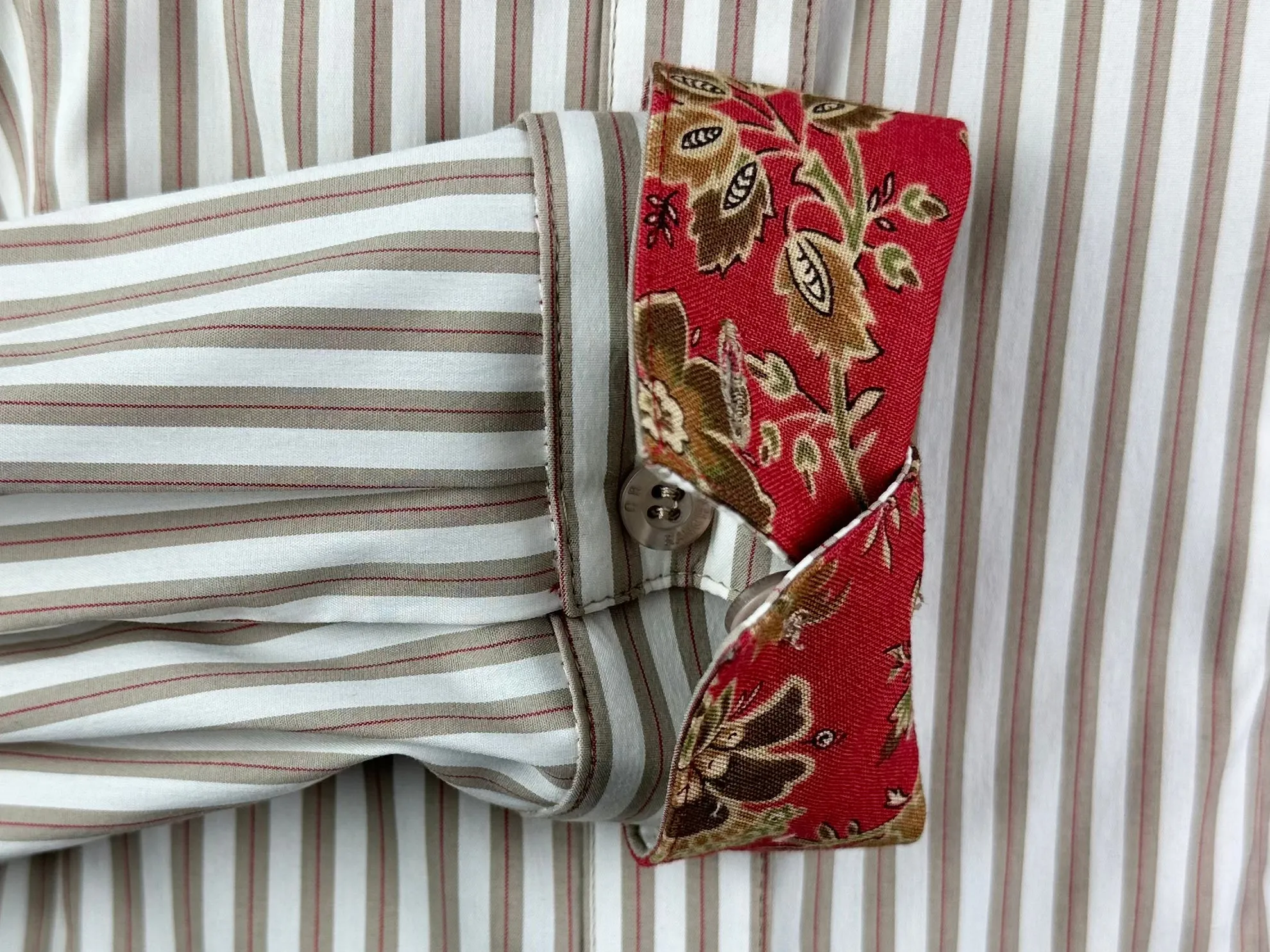 CR Tradition Tan, Red and White Stretch Bengal Stripe - FINAL SALE