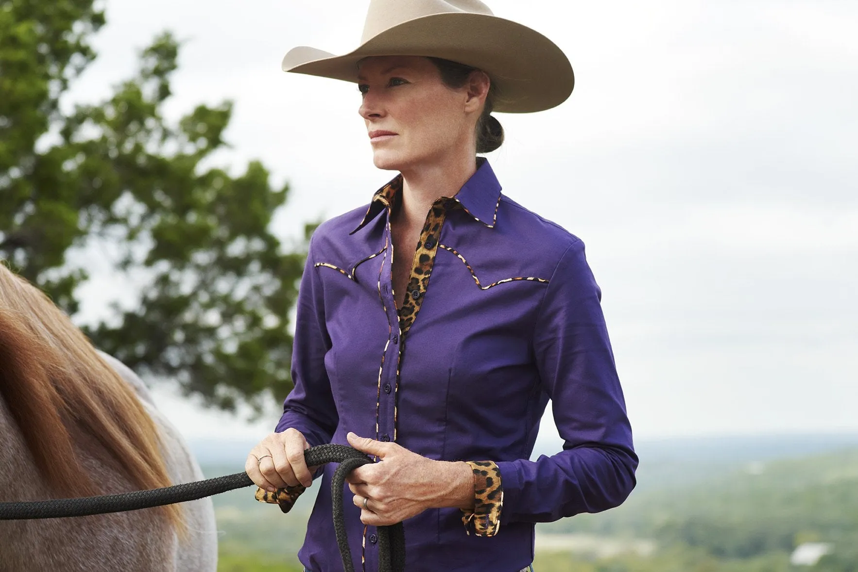 CR Western Pro Wild About Leopard Eggplant- FINAL SALE