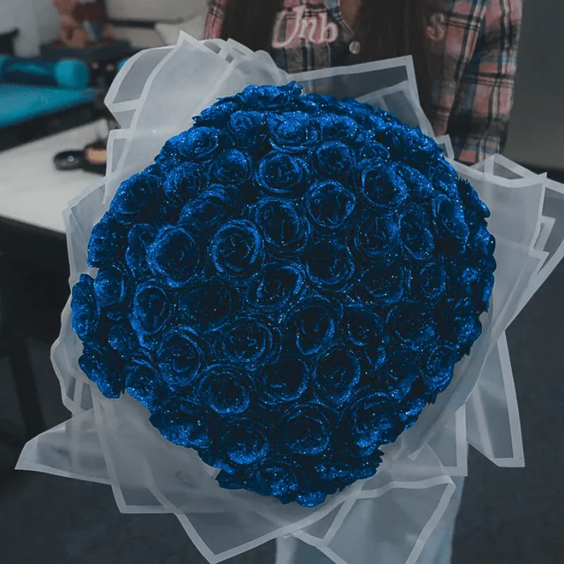 Crafted Glitter Rose Bouquet - Elegant Floral Decor