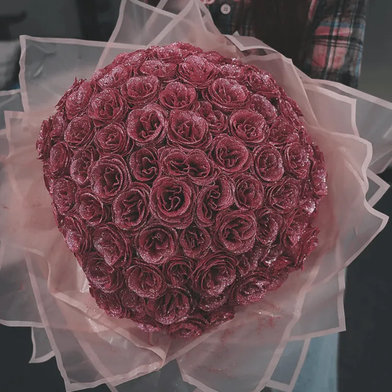 Crafted Glitter Rose Bouquet - Elegant Floral Decor