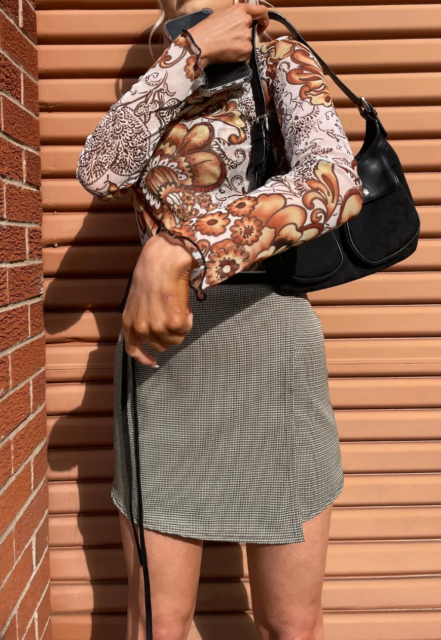 CREAM DOGTOOTH WRAP SKIRT *1ST GENERATION*