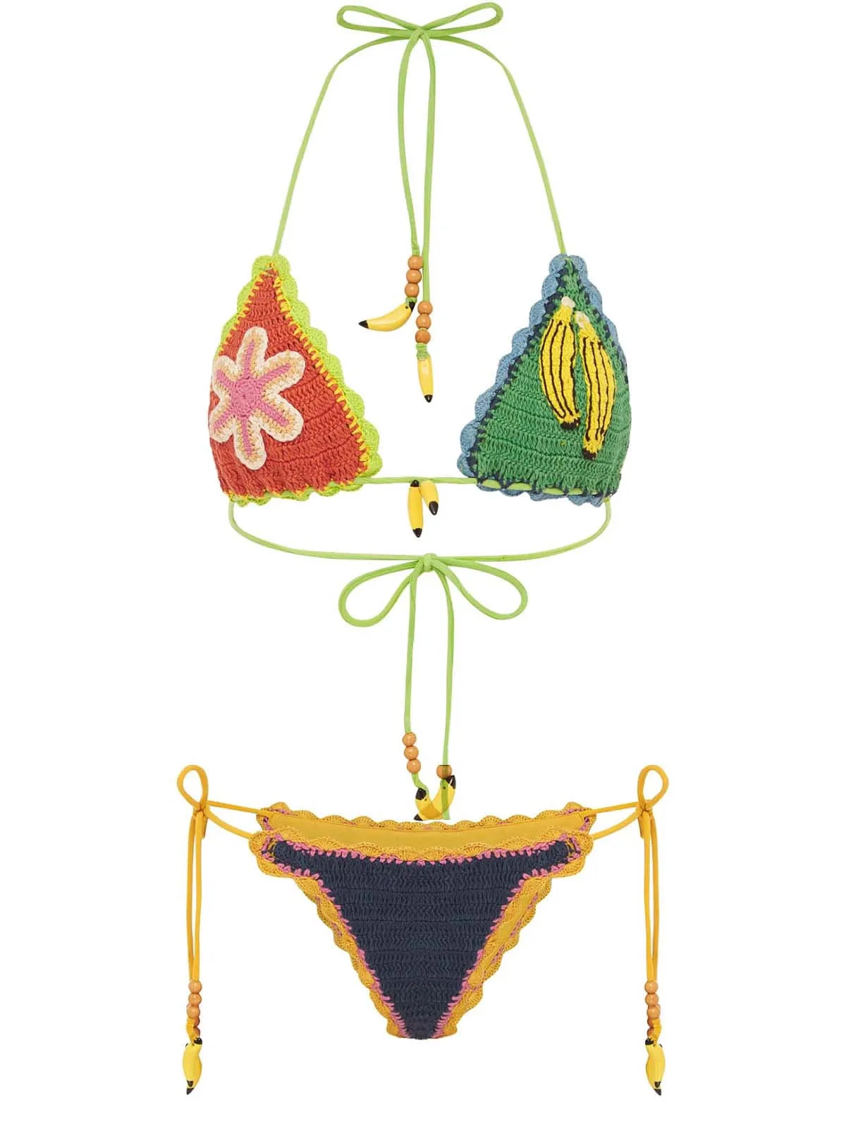 Crochet Tri-Crochet Tie Pant Bikini ::RET
