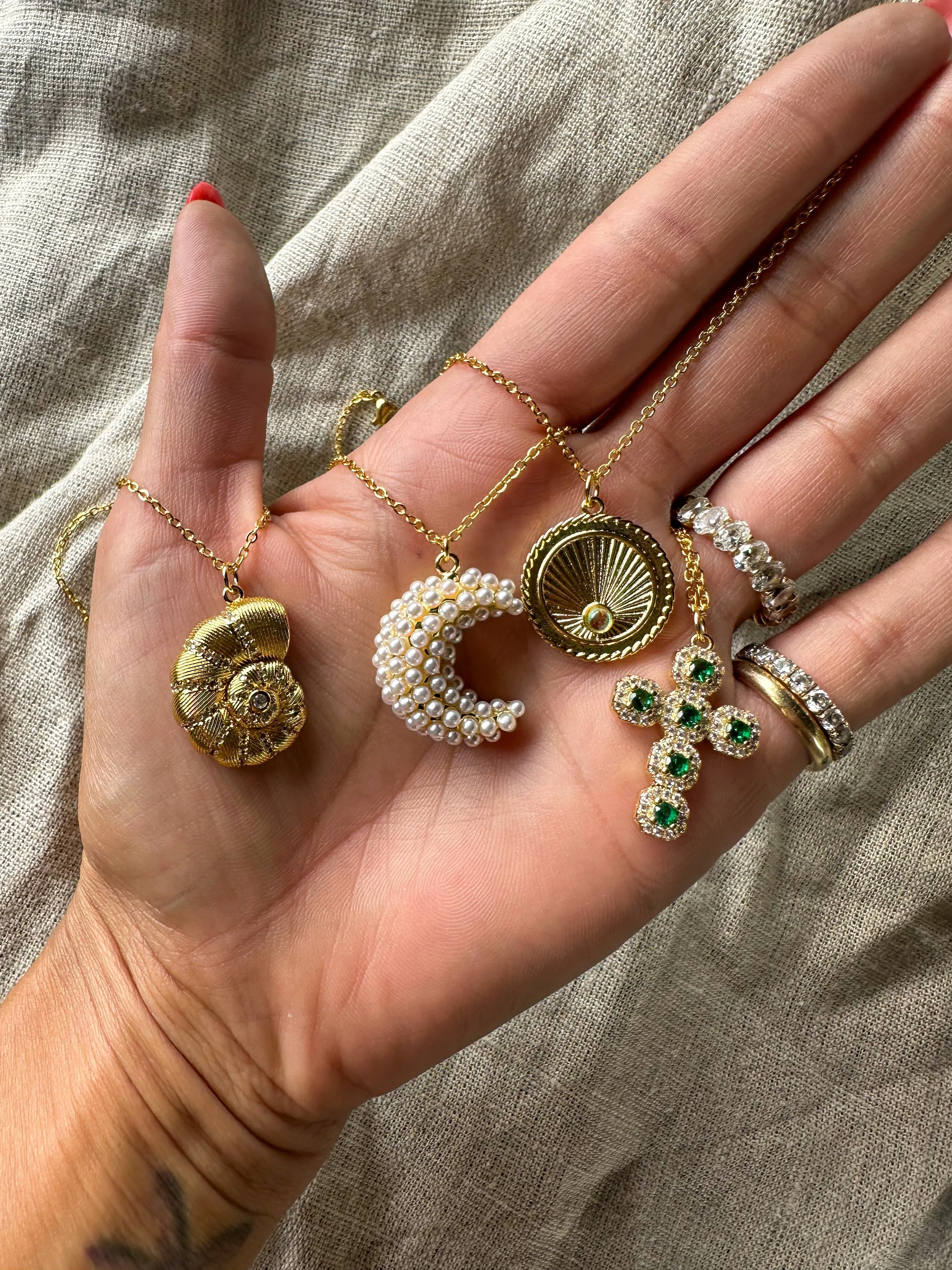Crystal Gold Shell Necklace