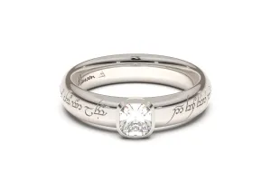 Cushion Elegant Elvish Engagement Ring, White Gold & Platinum