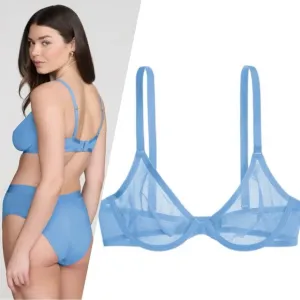 Cuup Blue Mesh The Plunge Bra