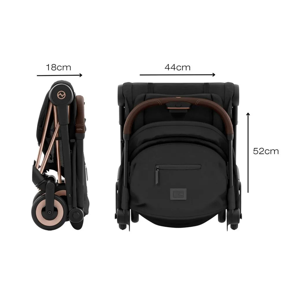 CYBEX COYA Ultra-compact Pushchair with Chrome Dark Brown Frame - Sepia Black