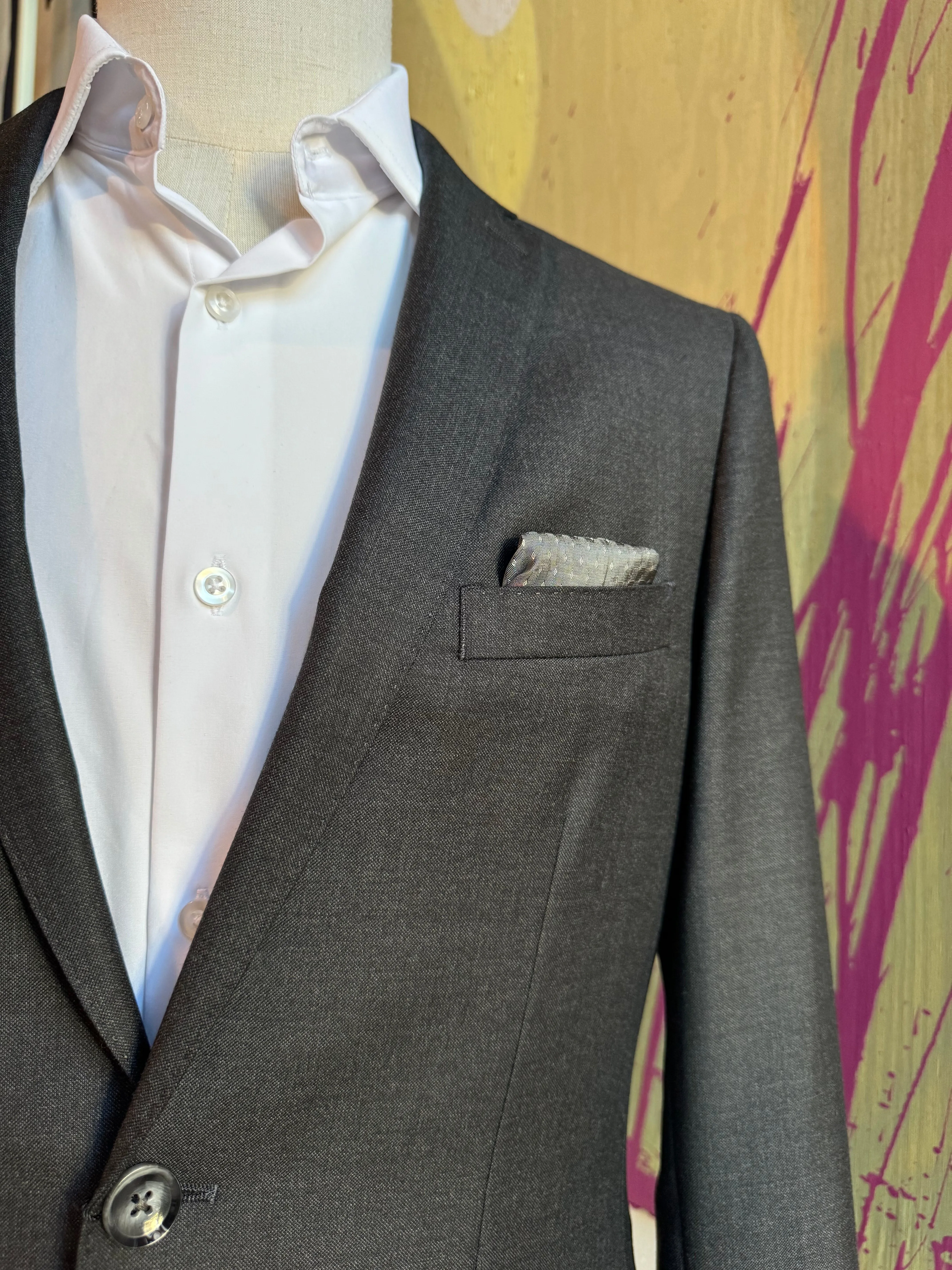 Dark Charcoal Sharkskin Premium Italian Suit