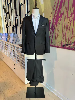 Dark Charcoal Sharkskin Premium Italian Suit
