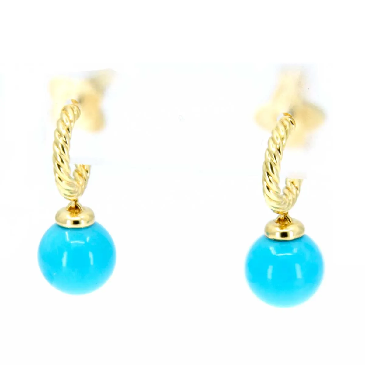 David Yurman Solari Hoop Earrings with Turquoise in 18K Gold