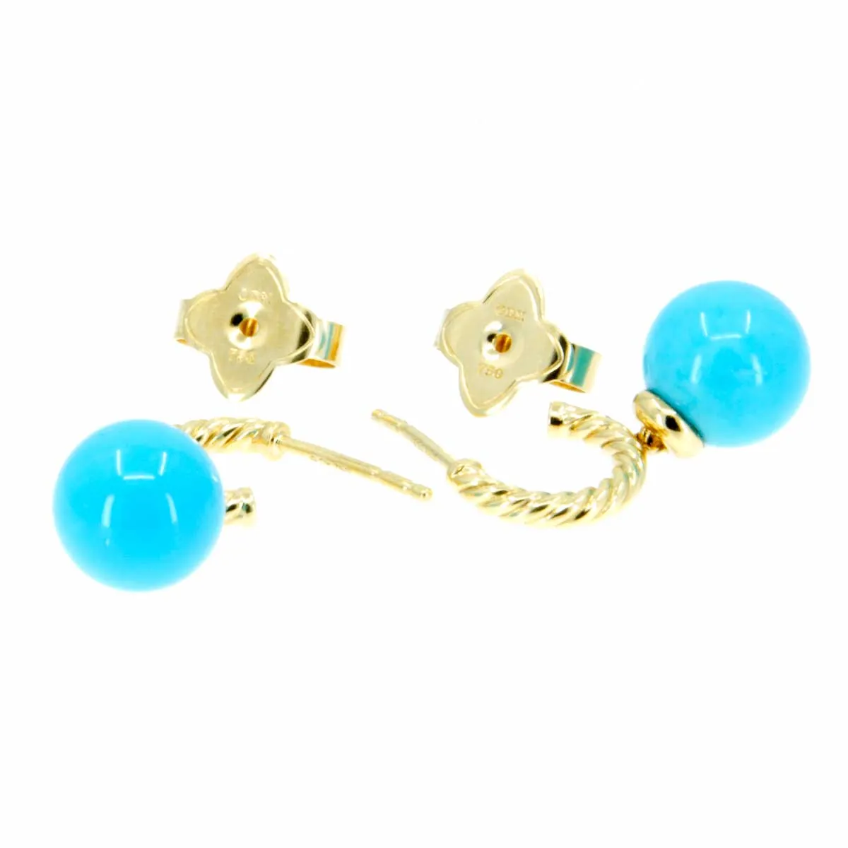David Yurman Solari Hoop Earrings with Turquoise in 18K Gold