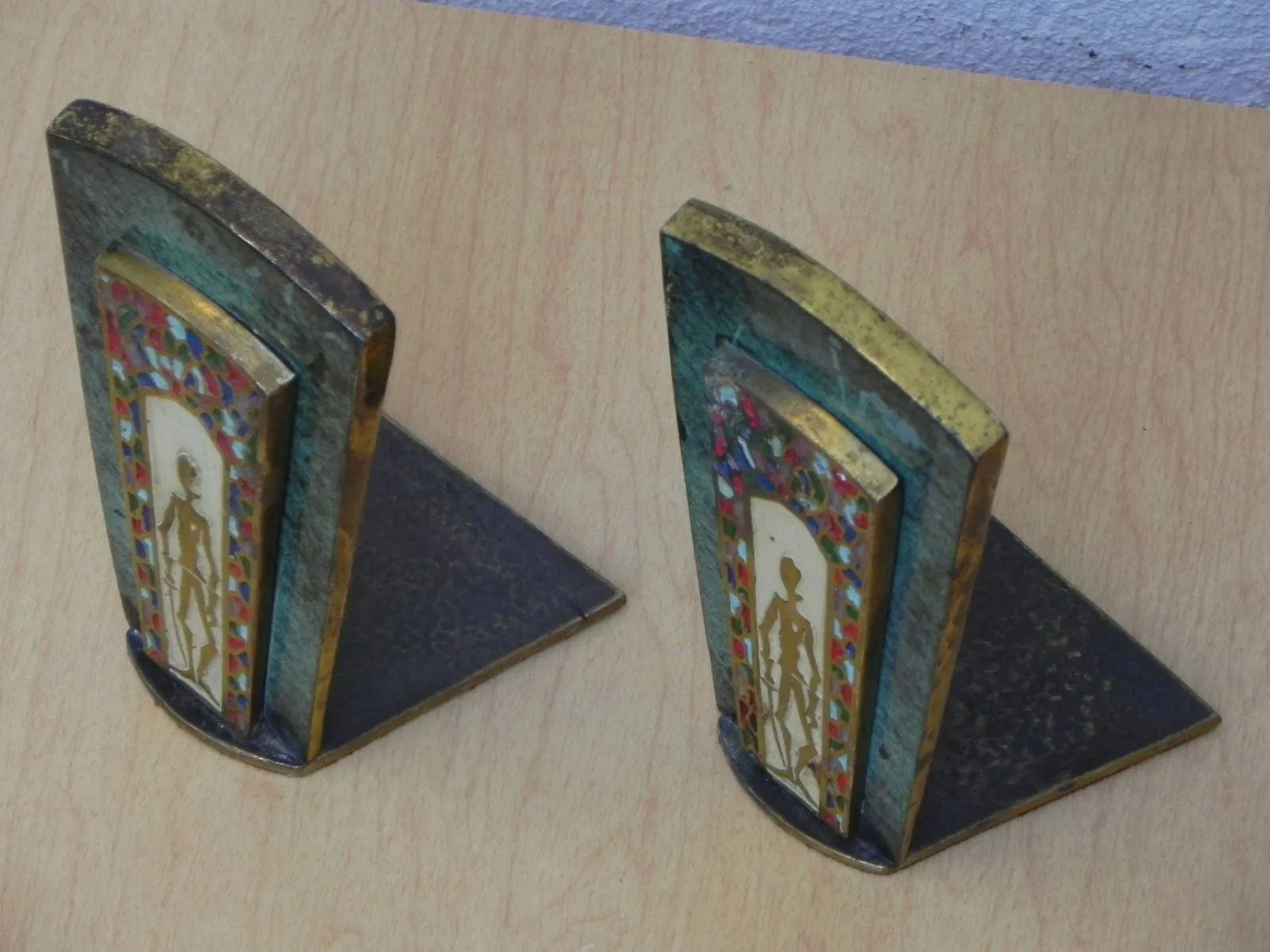 Dayagi Ornate Brass Enameled Judaica Bookends