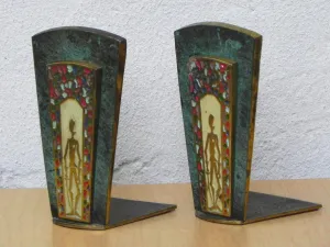 Dayagi Ornate Brass Enameled Judaica Bookends