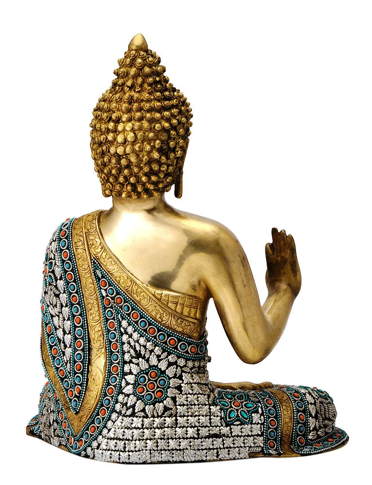 Decorative Ornate Buddha Brass Sculpture