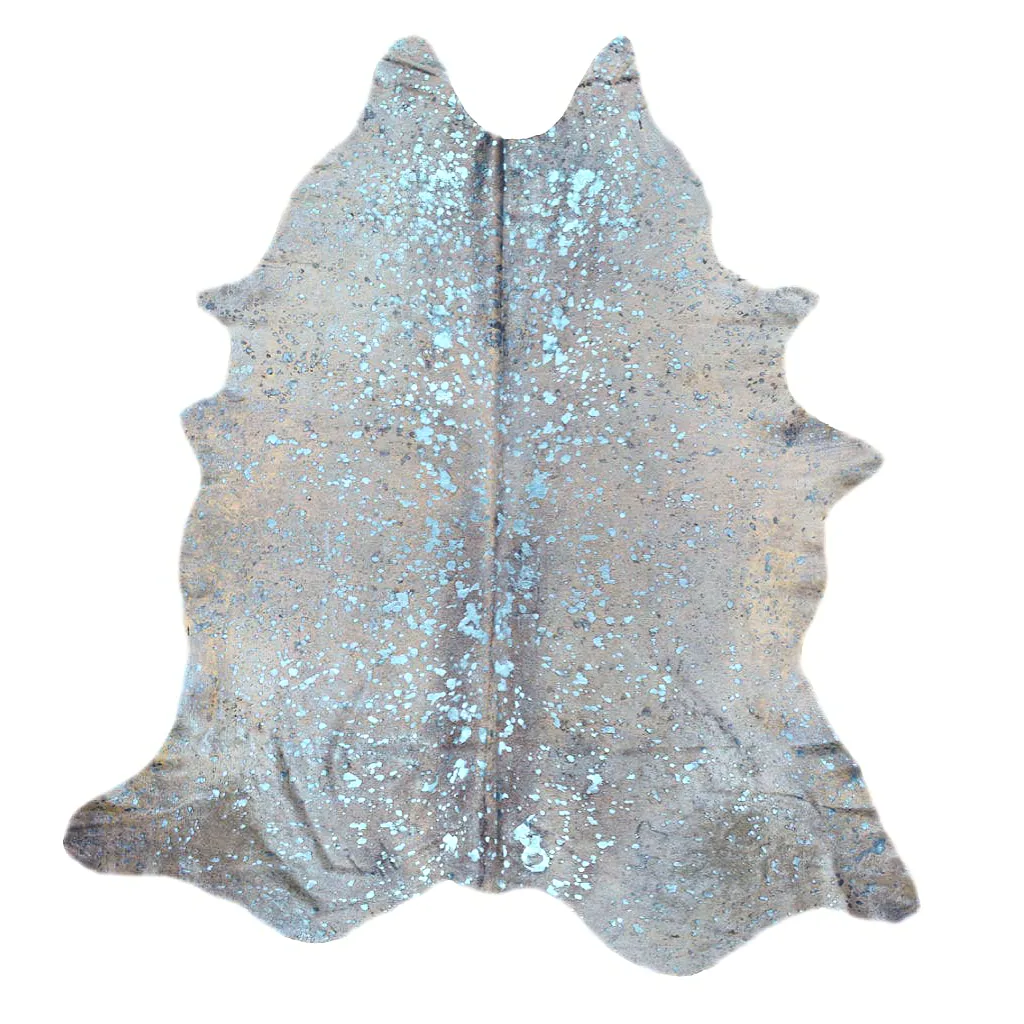 Designer Acid Washed Hide Rug - Metallic Blue