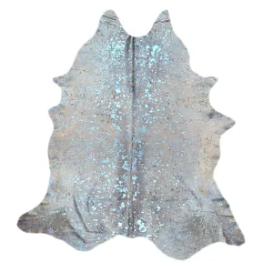 Designer Acid Washed Hide Rug - Metallic Blue