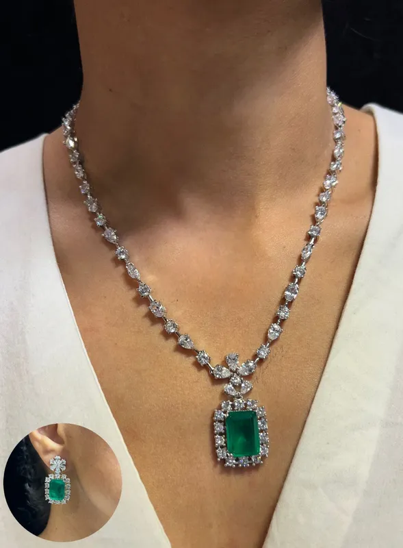 Designer American Diamond Necklace Set