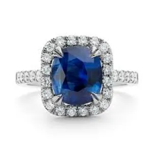 Designer Blue Sapphire & White Diamond Wedding Ring