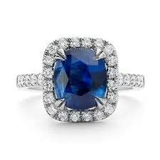 Designer Blue Sapphire & White Diamond Wedding Ring