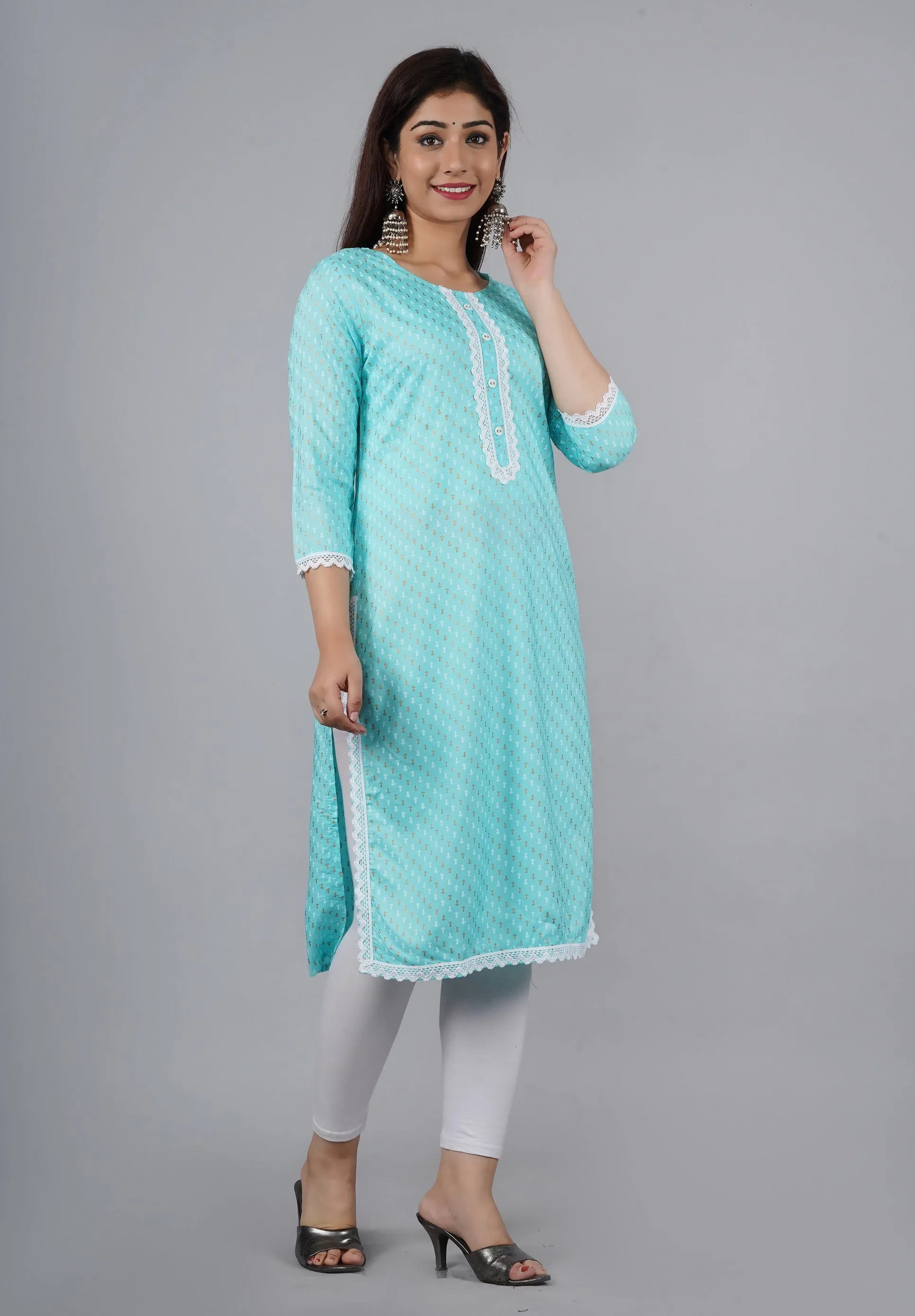 Designer Firozi Lace Work Kurti